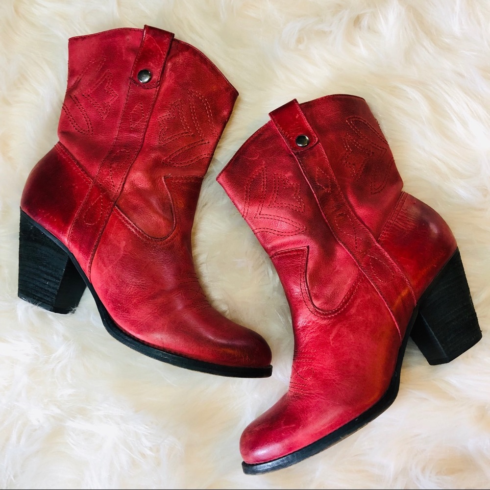 Red Leather Cowboy Boots